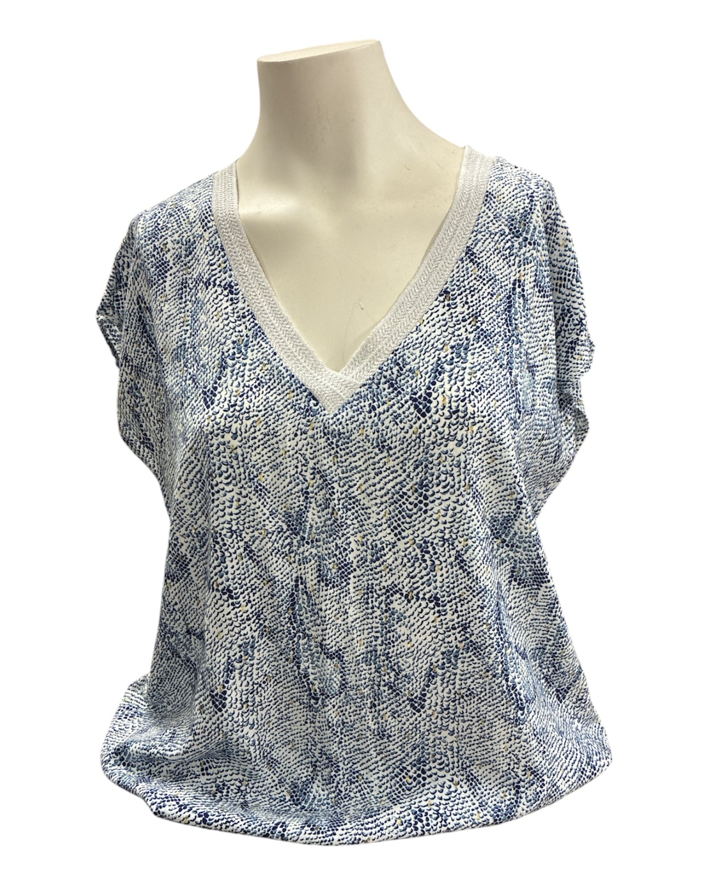 T-shirt hippie bleu doré taille XL viscose femme