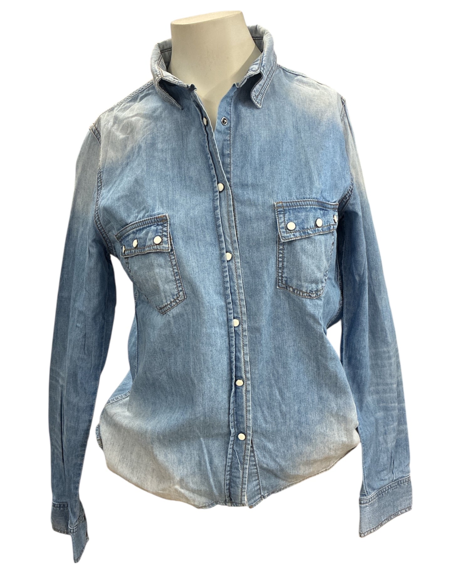 Chemise jean Le Temps des Cerises coton cintrée boutons nacrés blancs