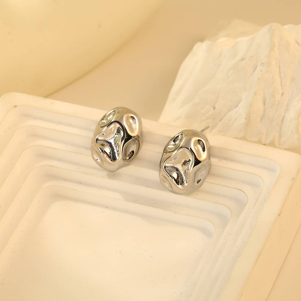 Boucles D'Oreilles Cailloux Argentés