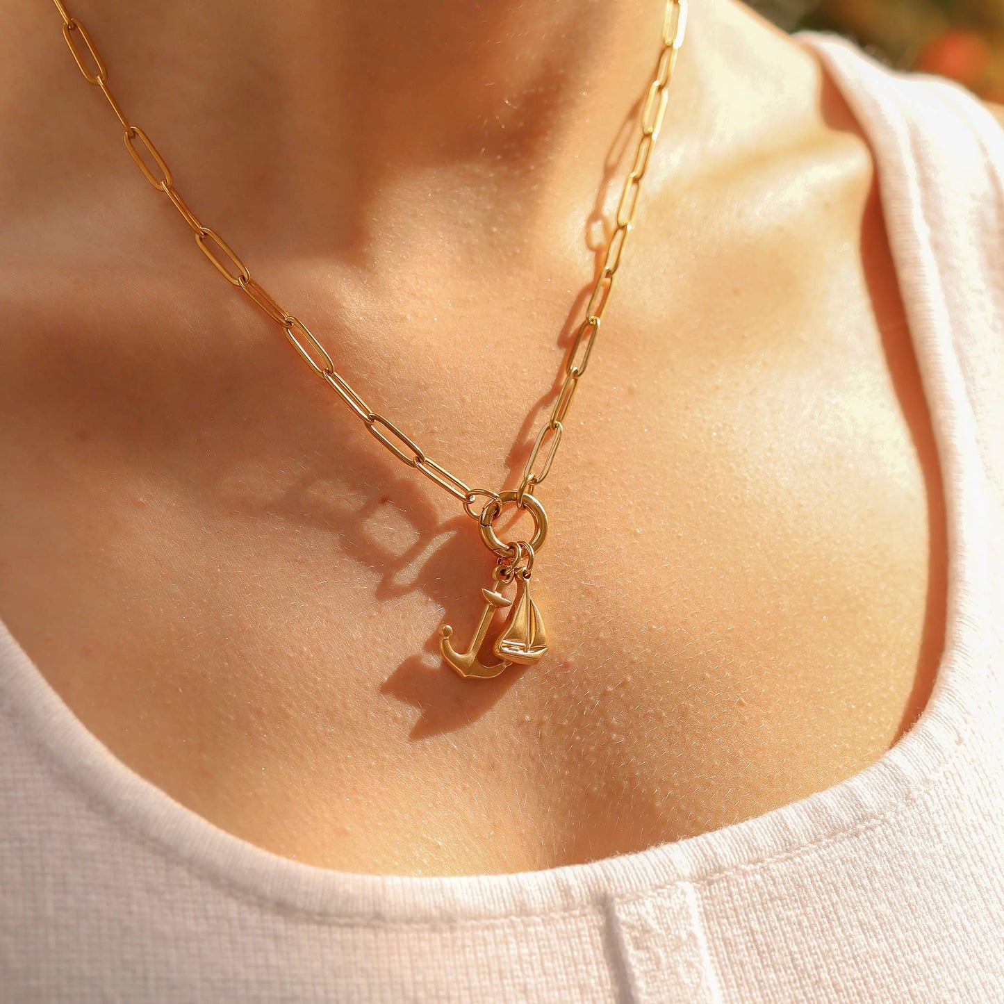 WJW - Collier Porte-Charme Mousqueton en Acier Inoxydable