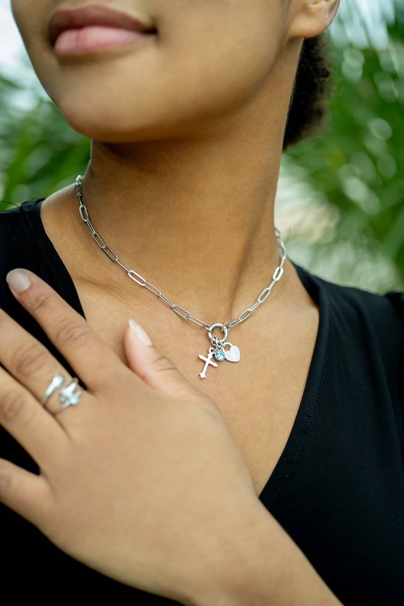 WJW - Collier Porte-Charme Mousqueton en Acier Inoxydable