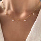 Collier acier chaine billes perles d'eau douce nacre