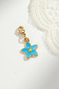 Cosmos - Pendentif Charms Fleur Bleu Azur – Acier Inoxydable Fantaisie
