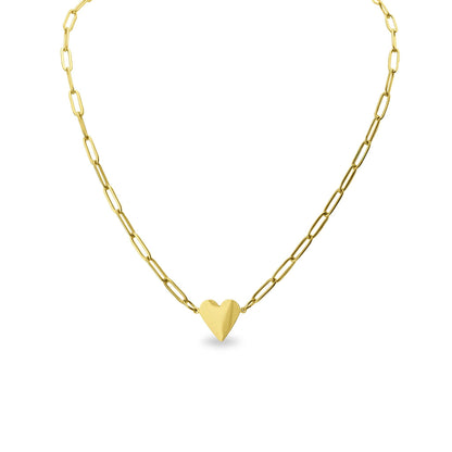 Collier cœur doré WJW - Chaîne trombones acier inoxydable