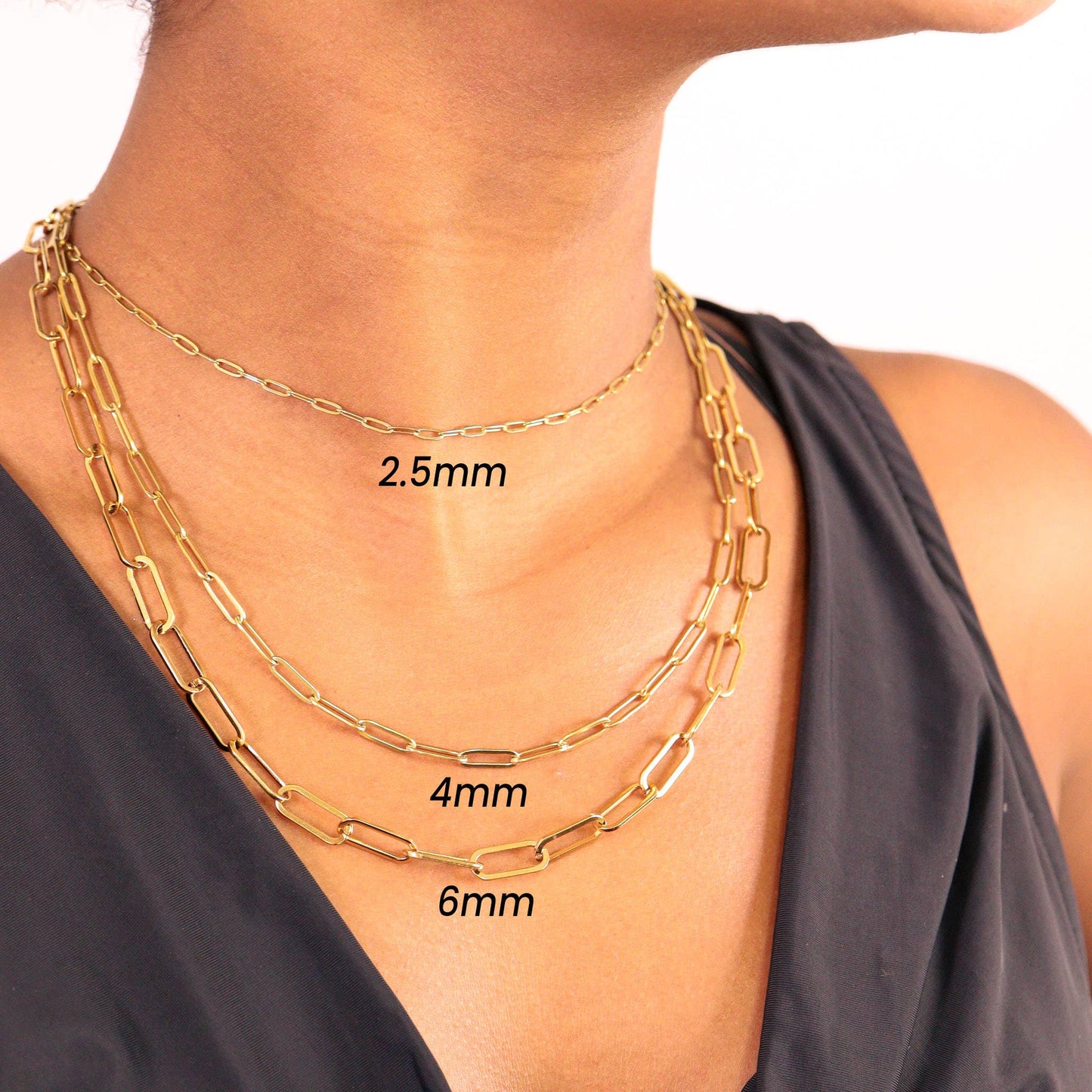 WJW - Collier à chaîne en or 18 carats avec trombones