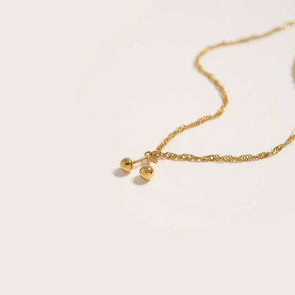 WJW - Pendentif Cerise en Acier Inoxydable PVD Or 18K