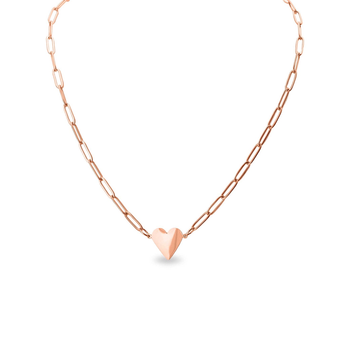 Collier cœur doré WJW - Chaîne trombones acier inoxydable