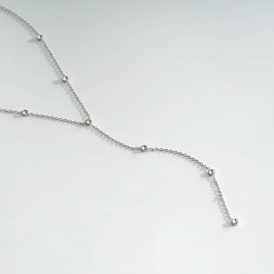 Collier En Y Avec Strass Argenté
