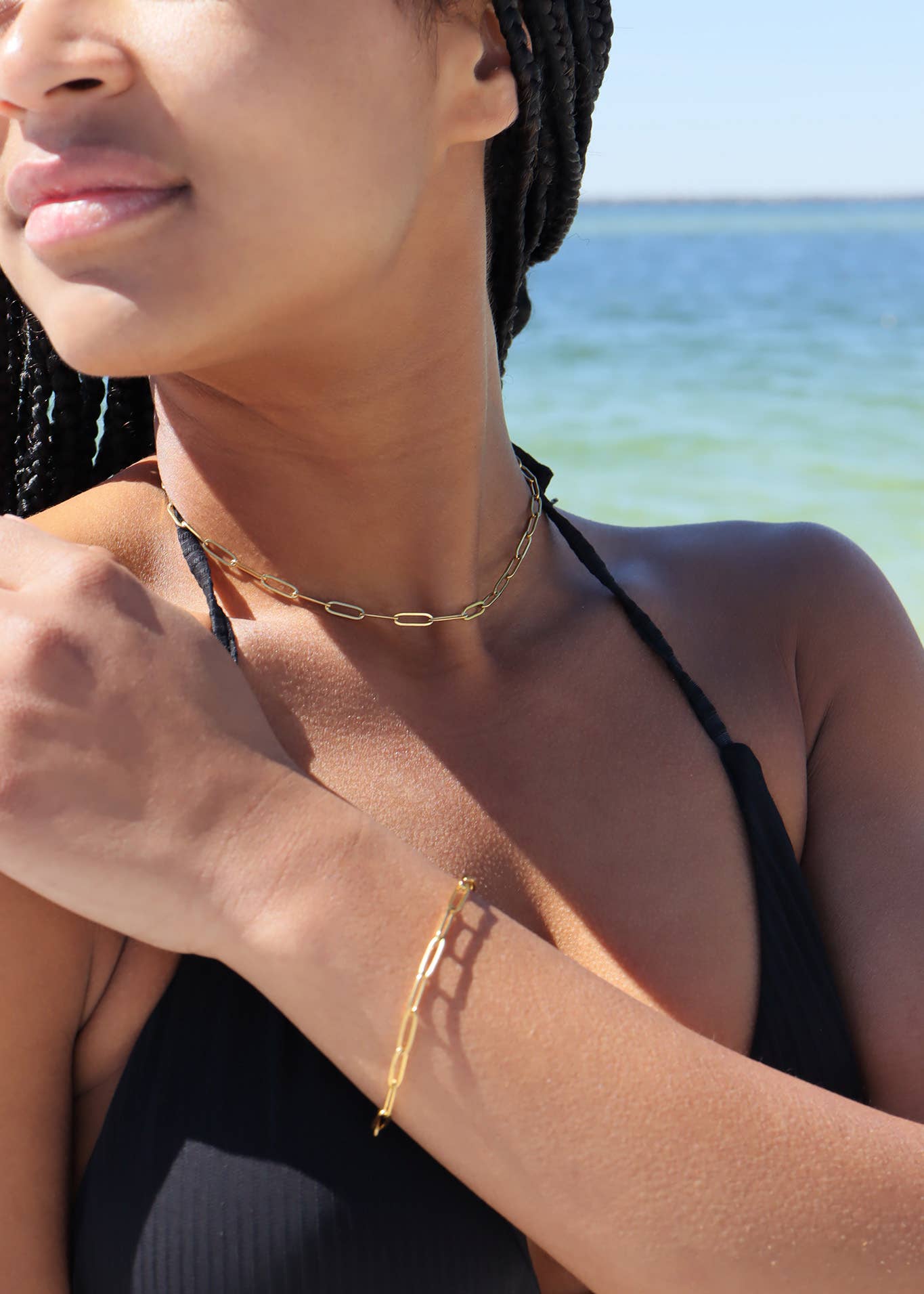 WJW - Collier à chaîne en or 18 carats avec trombones