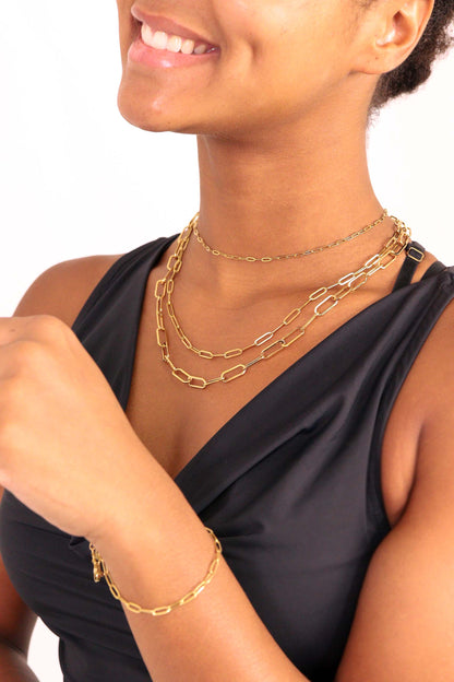 WJW - Collier à chaîne en or 18 carats avec trombones