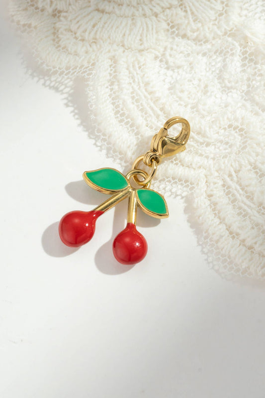 Cosmos - Pendentif Charms Cerise Rouge – Acier Inoxydable Fantaisie