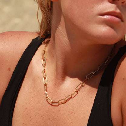 WJW - Collier à chaîne en or 18 carats avec trombones