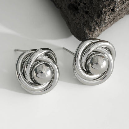 Boucles D'Oreilles Argentées Créoles Epaisses Croisées Avec