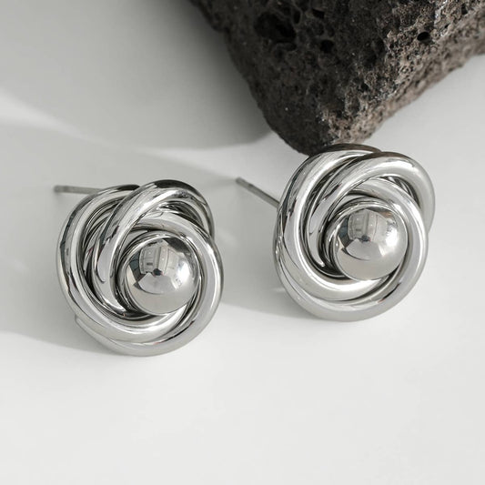 Boucles D'Oreilles Argentées Créoles Epaisses Croisées Avec