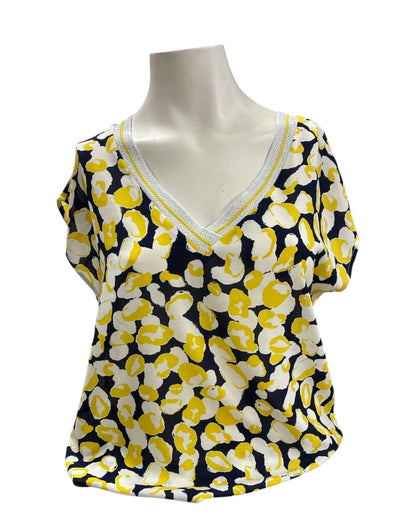 T-shirt IT HIPPI jaune bleu taille L polyester femme