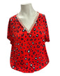 T-shirt Rouge Vintage Love - Col Léopard Doré Unique et Tendance