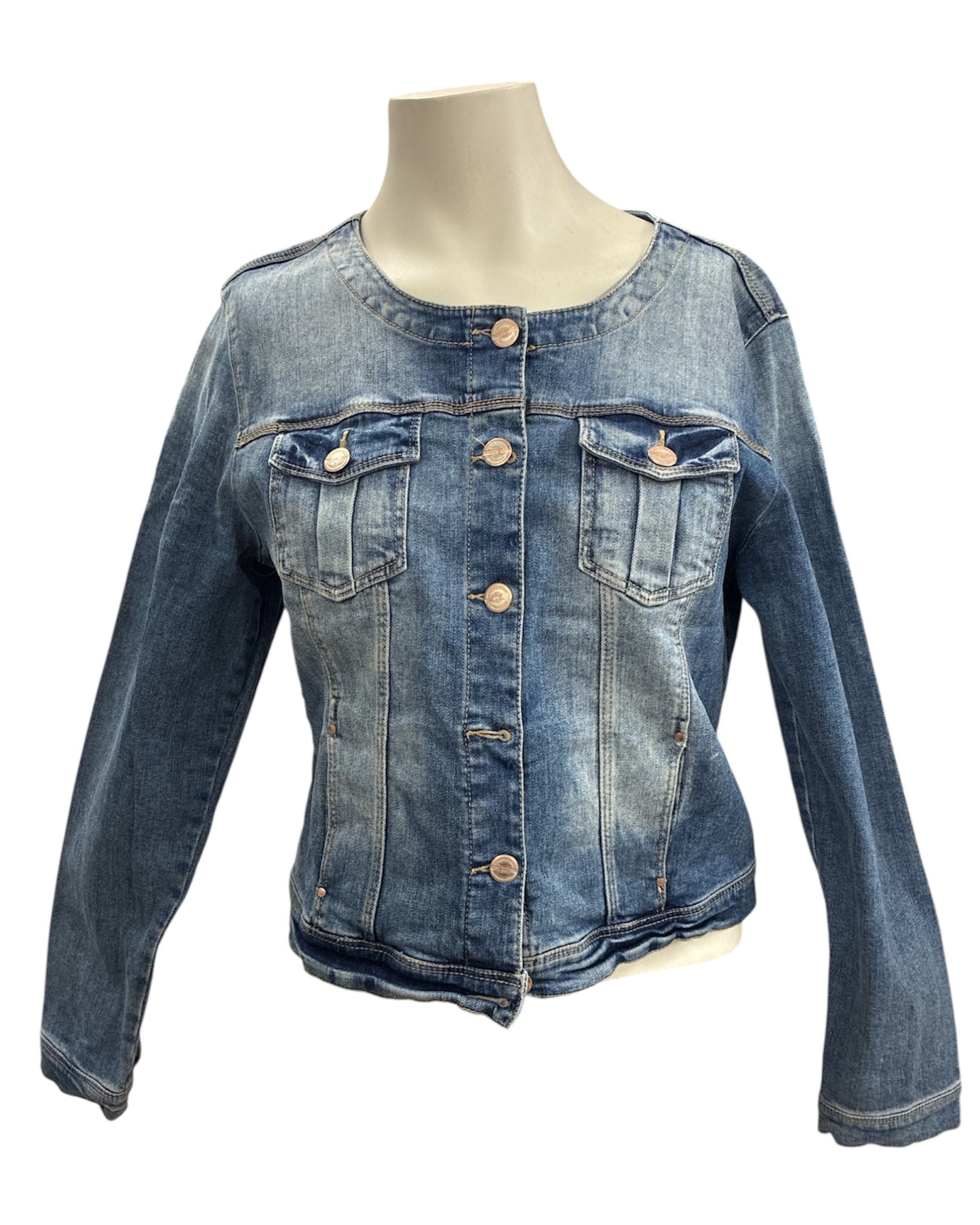 Veste jean Promod taille 40 col rond coton élasthanne femme