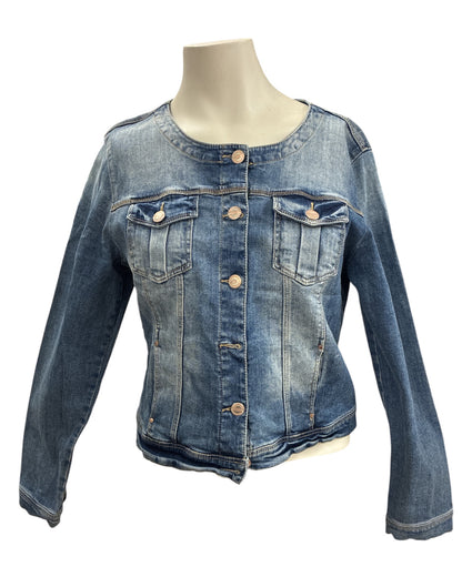 Veste jean Promod taille 40 col rond coton élasthanne femme