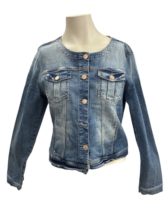 Veste jean Promod taille 40 col rond coton élasthanne femme