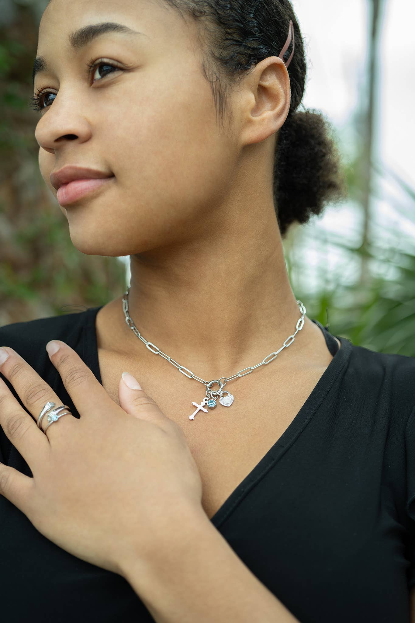 WJW - Collier Porte-Charme Mousqueton en Acier Inoxydable