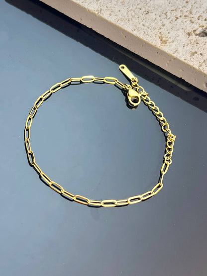 Cosmos - Bracelet Maille Rectangulaire Simple Porte-Charms en Acier