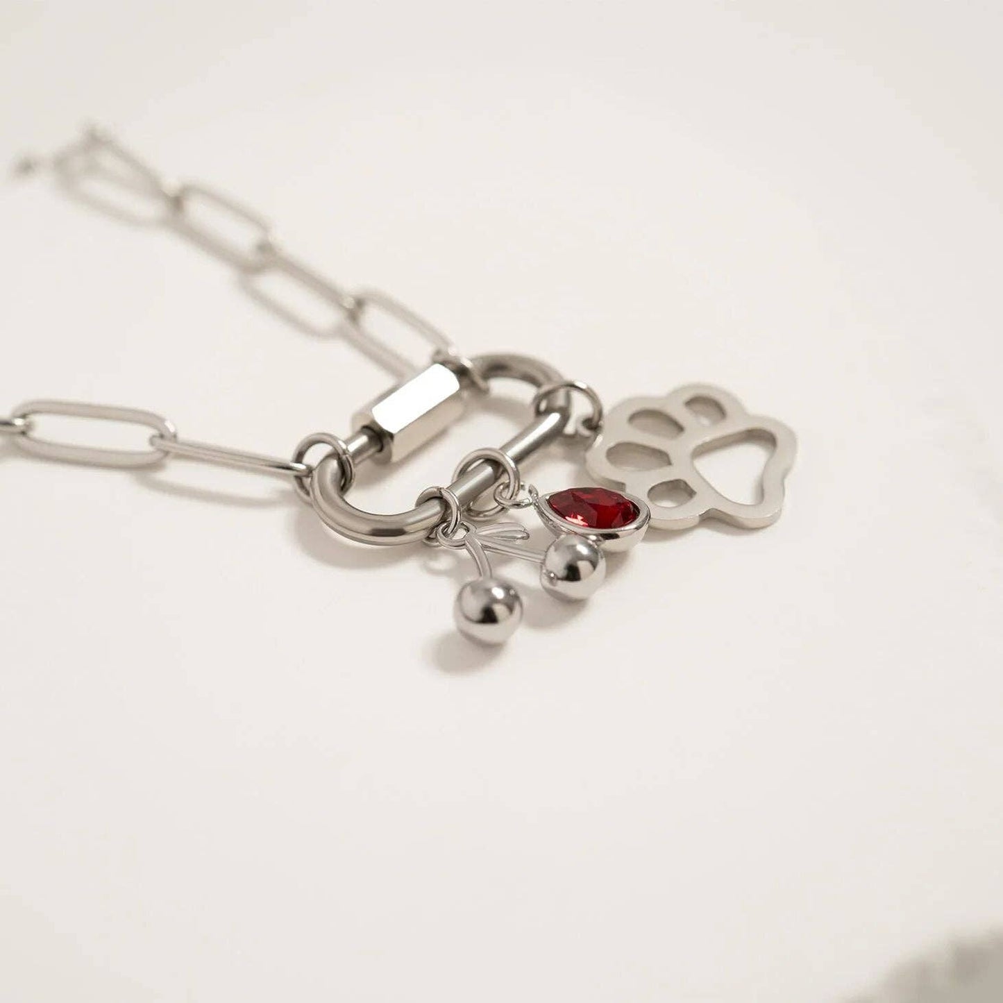 WJW - Pendentif Cerise en Acier Inoxydable PVD Or 18K
