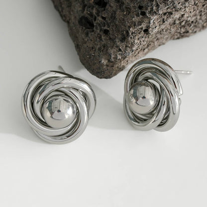 Boucles D'Oreilles Argentées Créoles Epaisses Croisées Avec