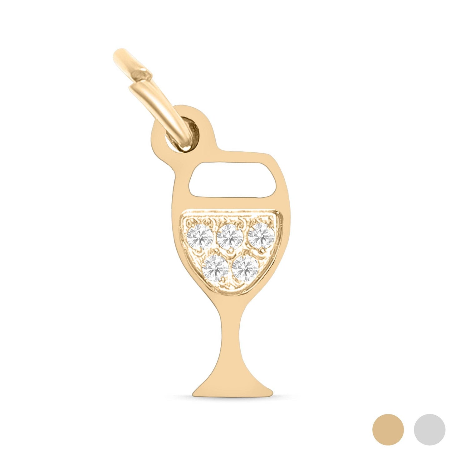 WJW - Breloque pour verre à vin CZ en acier inoxydable PVD or 18 carats