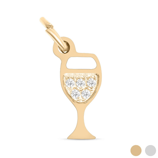 WJW - Breloque pour verre à vin CZ en acier inoxydable PVD or 18 carats