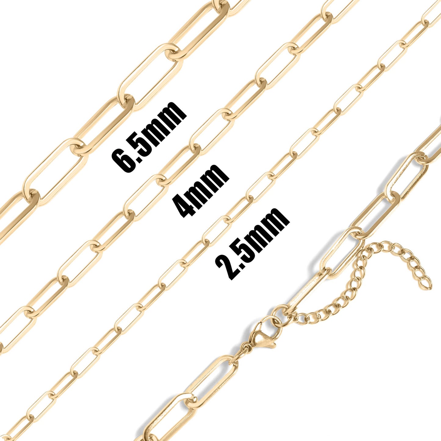 WJW - Collier à chaîne en or 18 carats avec trombones
