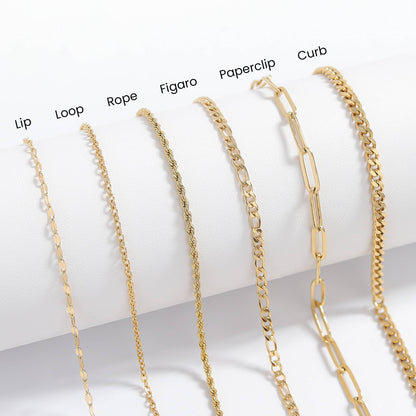 WJW - Collier à chaîne en or 18 carats avec trombones