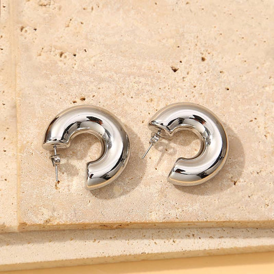 Boucles D'Oreilles Argentés Créoles Epaisses