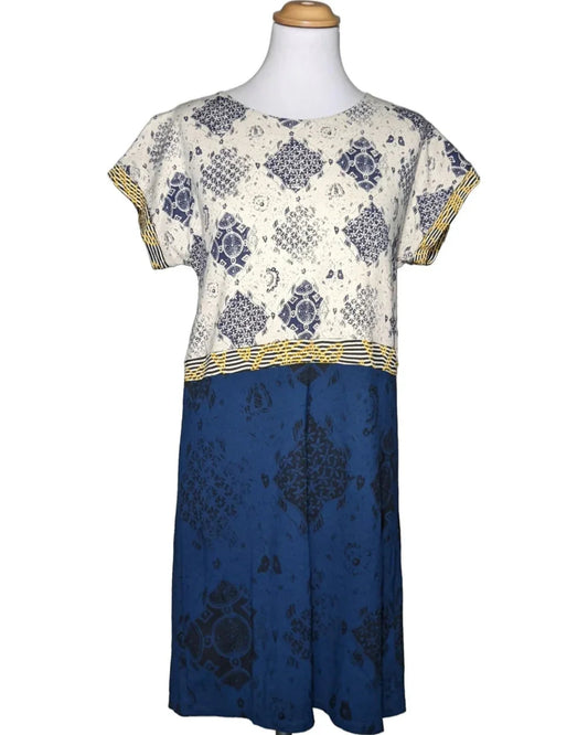 Robe courte Desigual beige bleu taille 40 matière extensible
